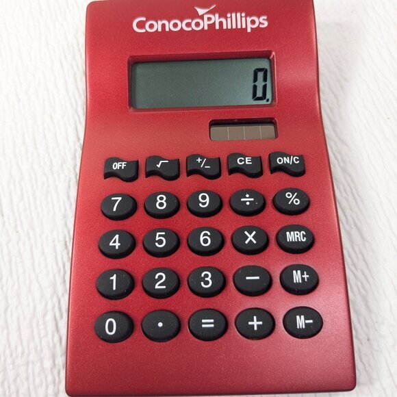 Other - Conoco Phillips calculator red metal promotional item conocophillips clear back